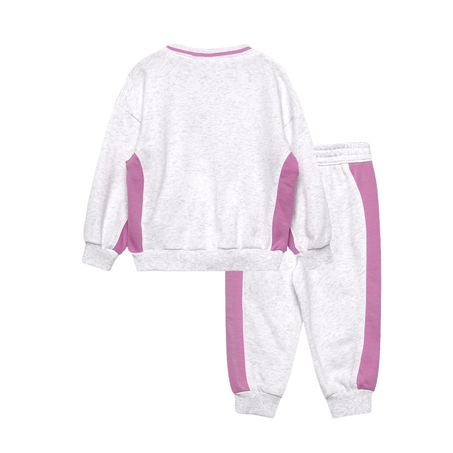 Nike tuta cotone garzato Baby Color Blocked con felpa girocollo 36N697-X58 grigio-rosa