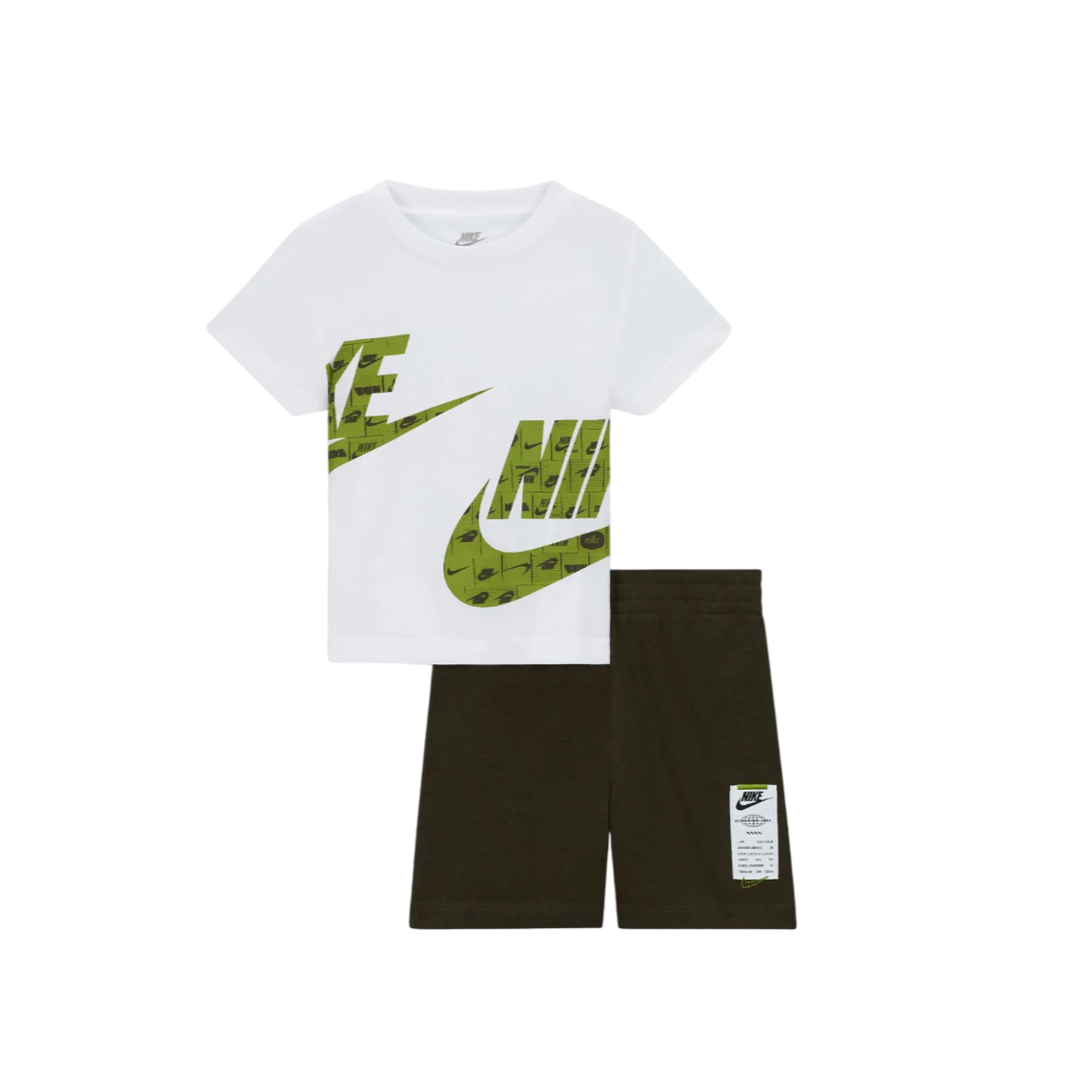 Nike completo Club da bambino maglietta manica corta e pantaloncino 86L775-F84 bianco-verde