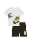 Nike completo Club da bambino maglietta manica corta e pantaloncino 86L775-F84 bianco-verde