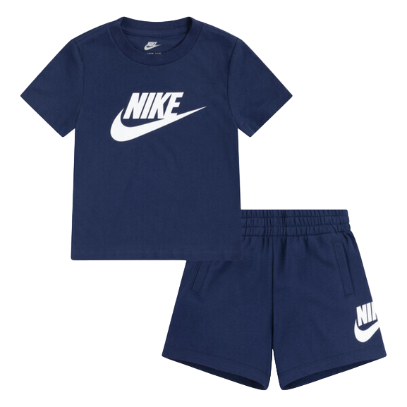 Nike completo Club da bambino maglietta manica corta e pantaloncino in cotone con logo 86L596-U90 blu