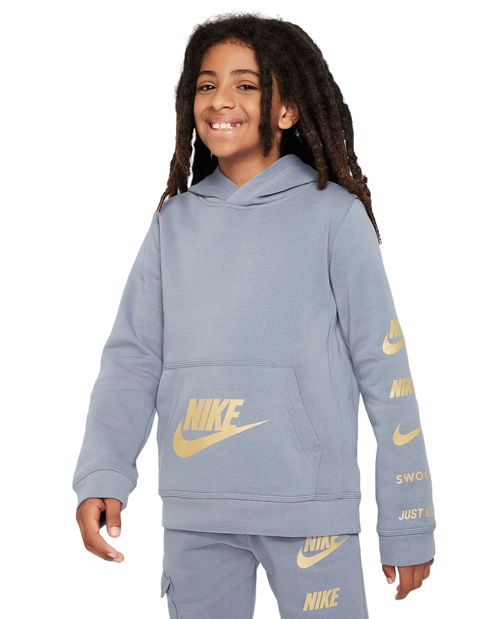 Nike felpa con cappuccio da ragazzo Standard Issue FN7724-065 grigio