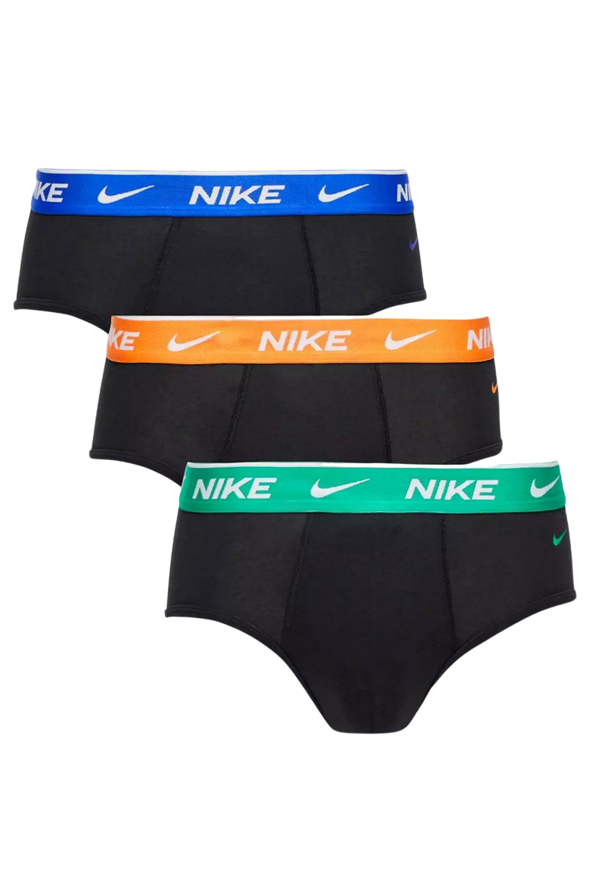 Nike intimo uomo 3 Slip neri con blu arancio verde 0000KE1006-LBE