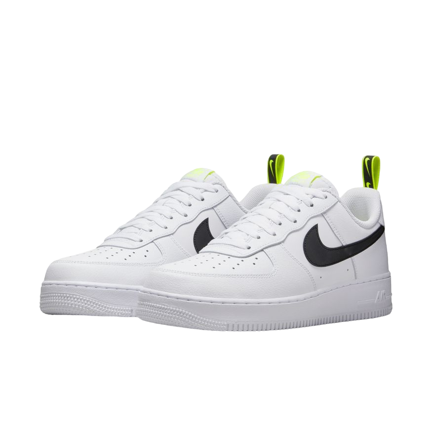 Nike scarpa sneakers da adulti Air Force 1 &#39;07 DZ4510-100 bianco nero giallo evidenziatore