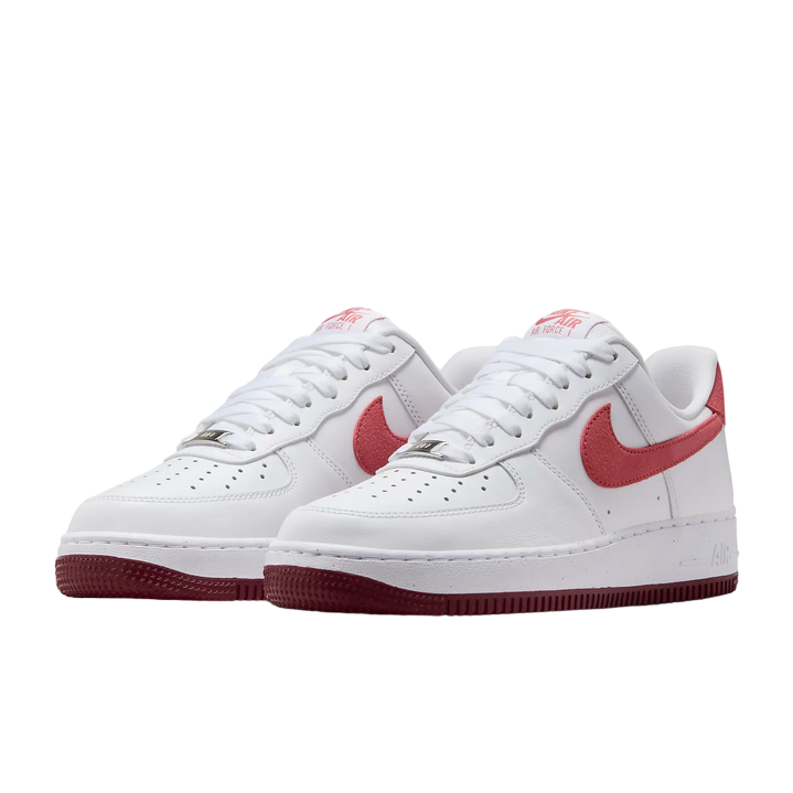 Nike scarpa sneakers da donna Air Force 1 &#39;07 FQ7626-100 bianco-rosso chiaro