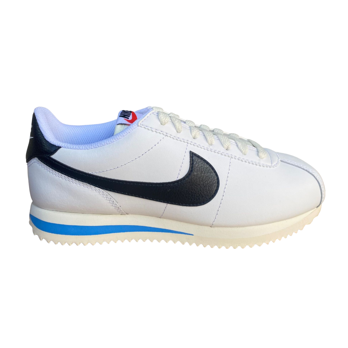 Nike scarpa sneakers da donna Cortez DN1791-100 bianco nero azzurro