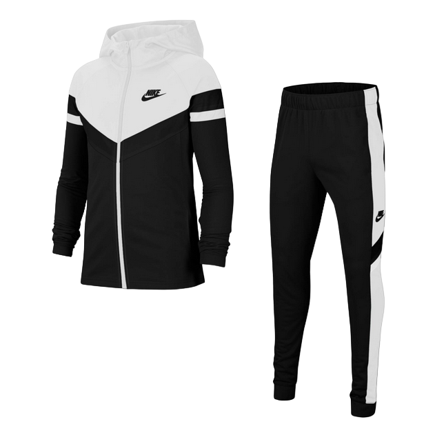 Nike tuta da ragazzo in poliestere CU9202-010 bianco nero