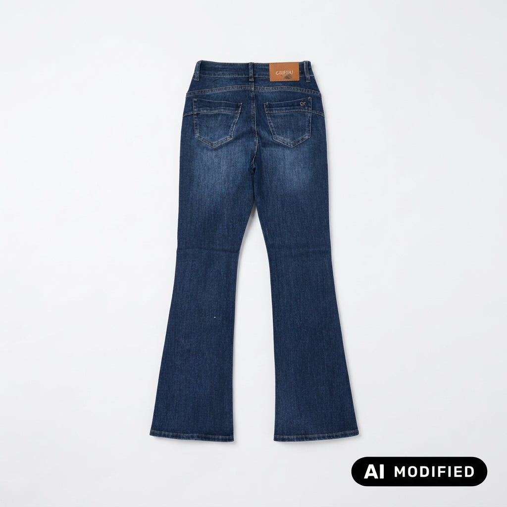 Griffai pantalone donna in jeans Flare zampa con strass DGF7327 blu
