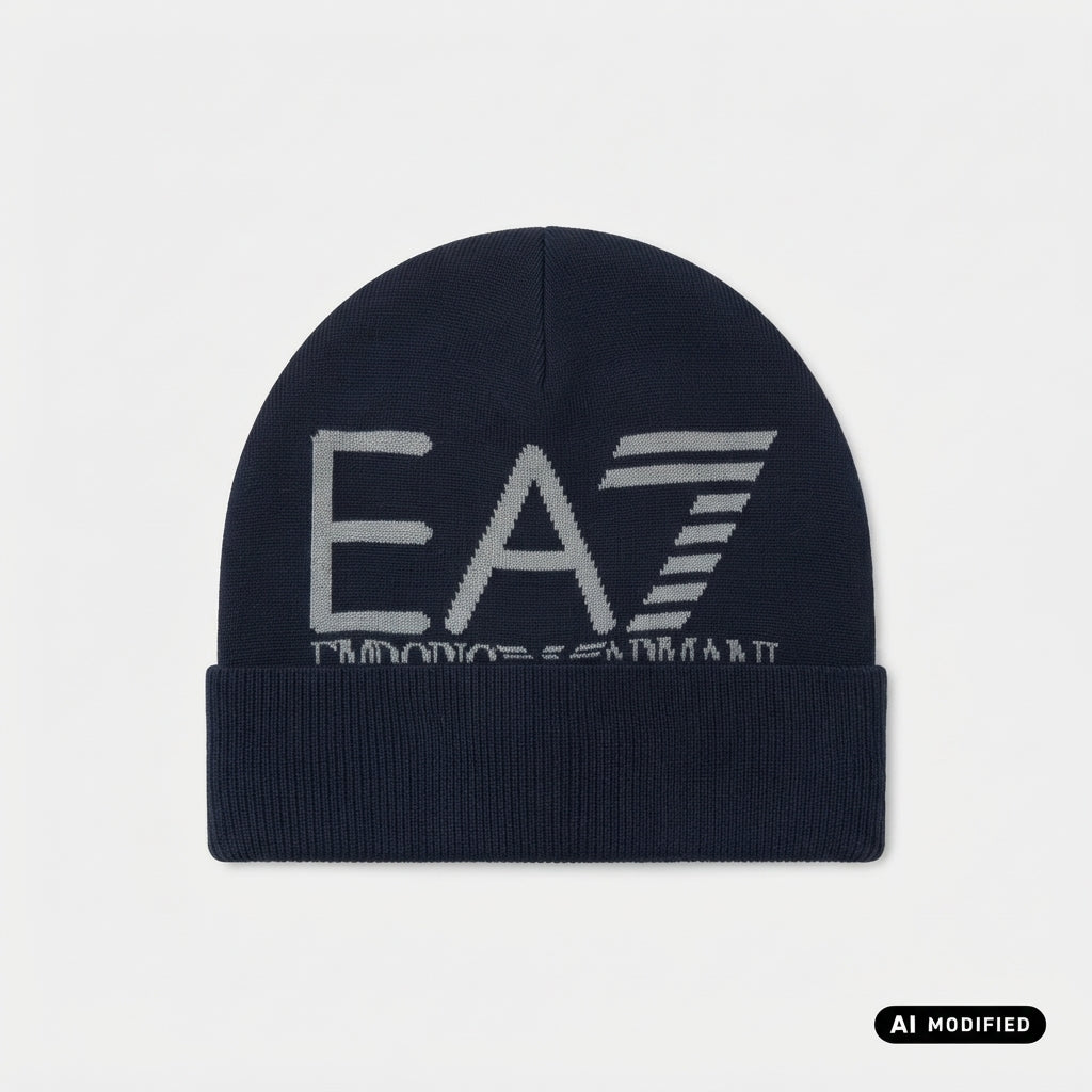 EA7 ARMANI Berretto con logo jacquard e risvolto Mountain Visibility 7X000006 AF11994 MB042 blu