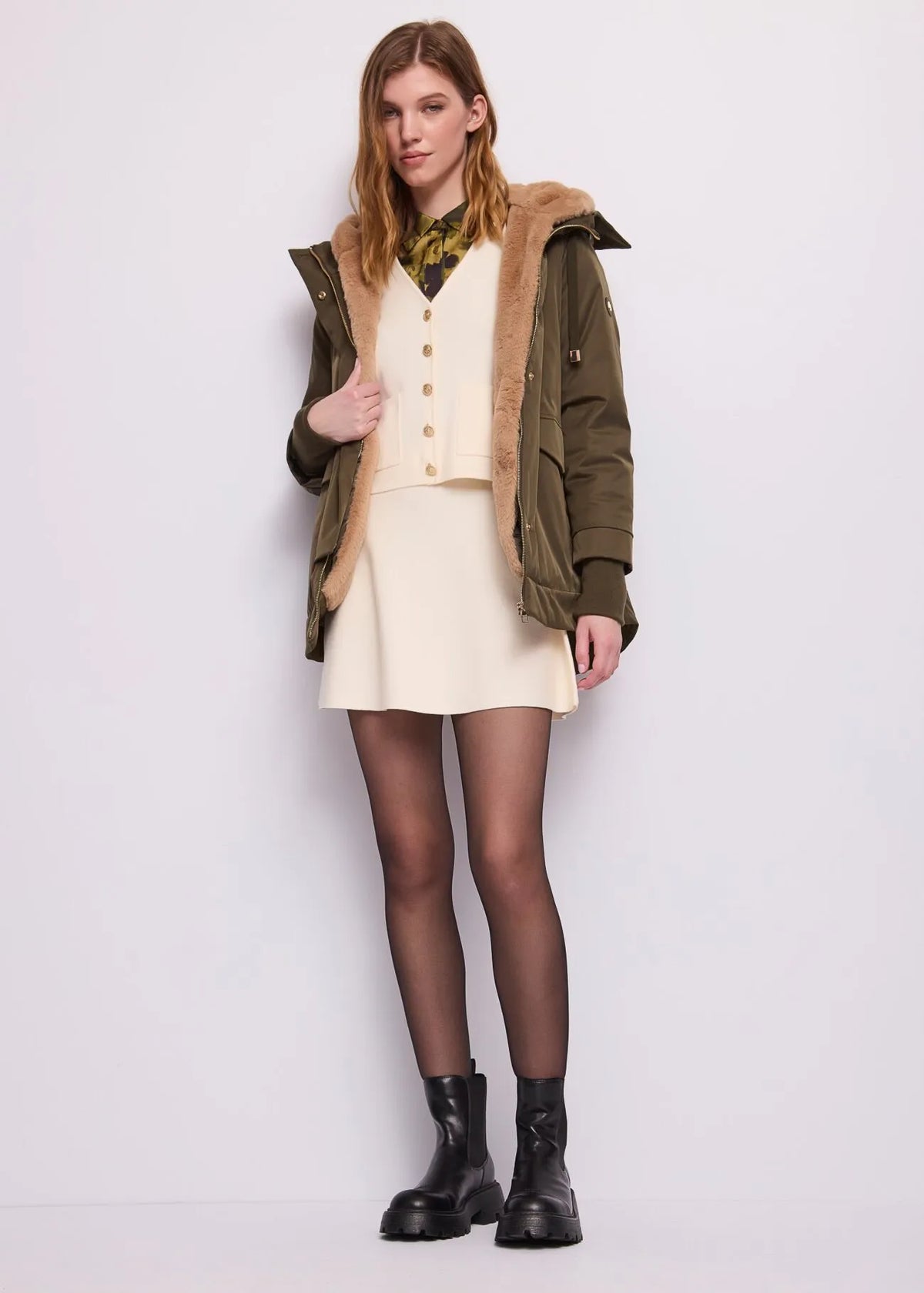 Gaudì Parka da donna con pelliccia sintetica 621BD35017 verde