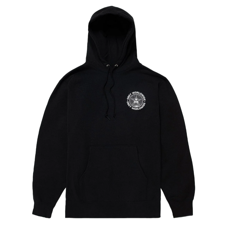 Obey Felpa con cappuccio da uomo Worldwide Globe 112843543E A608600 nero