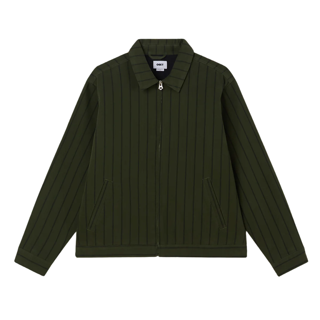 Obey giubbino da uomo a righe con cerniera Stripe 121800590 verde