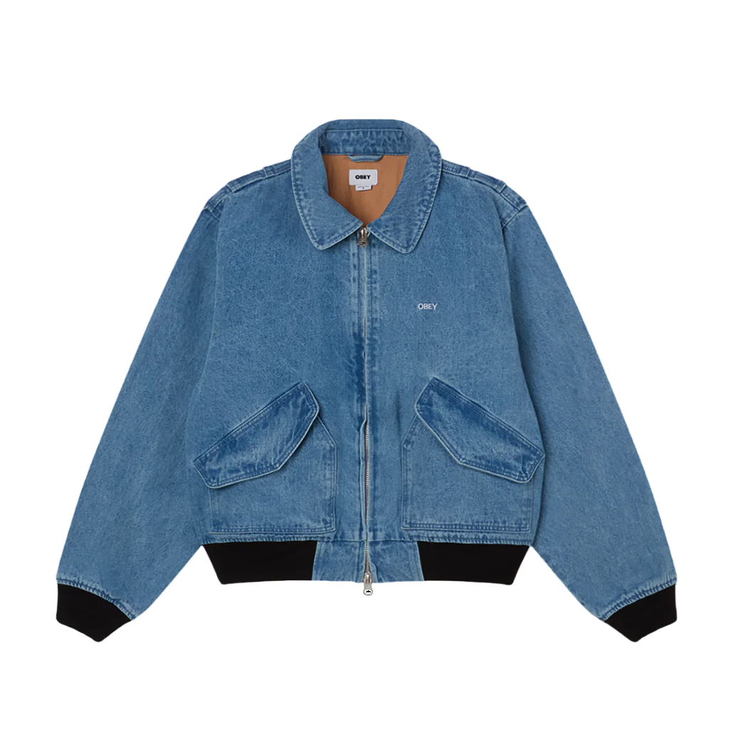 Obey giubbino in denim da uomo in CWU 121800587 indaco chiaro
