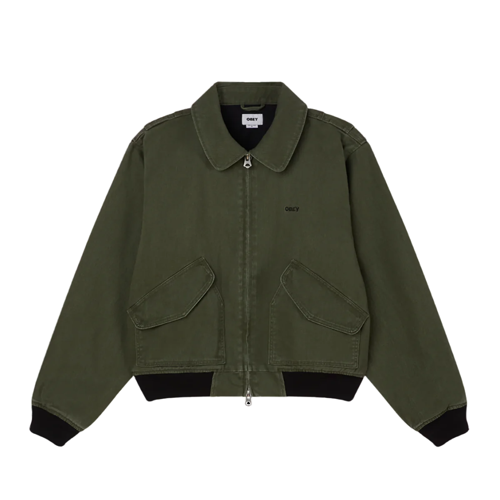 Obey giubbino in denim da uomo in CWU 121800587 verde