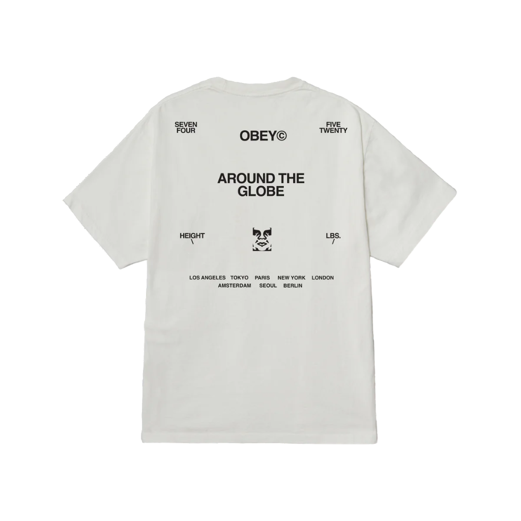 Obey maglietta manica corta da uomo Araund the Globe 167924096 bianco