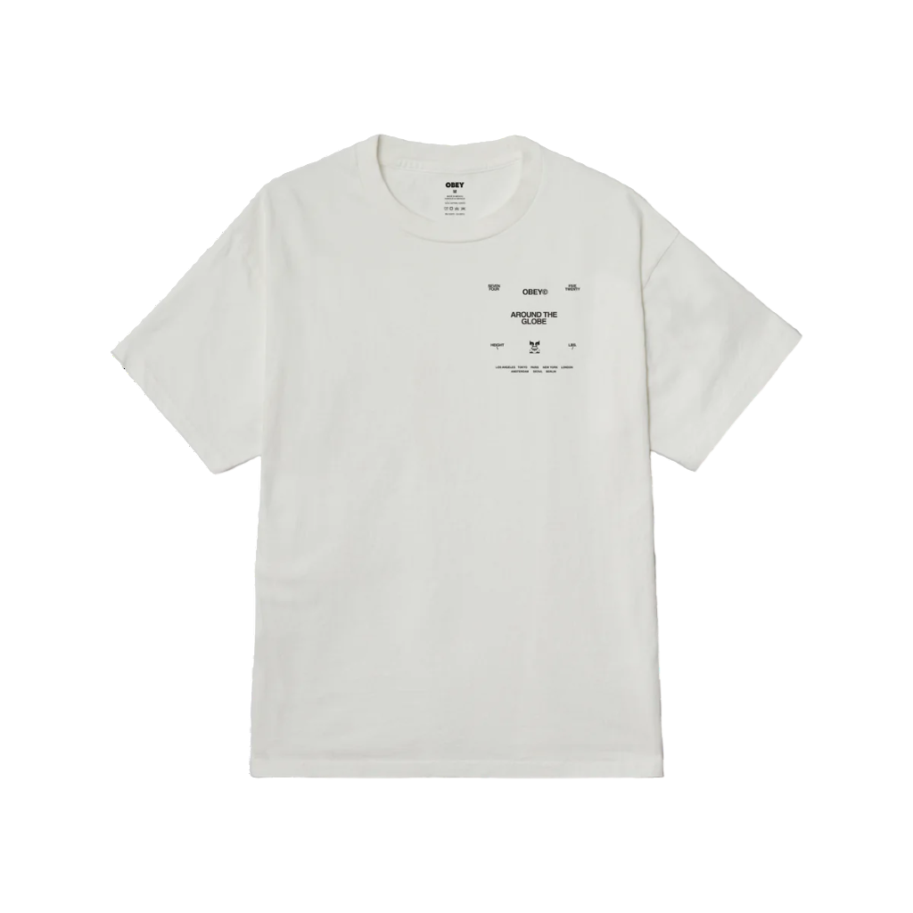 Obey maglietta manica corta da uomo Araund the Globe 167924096 bianco