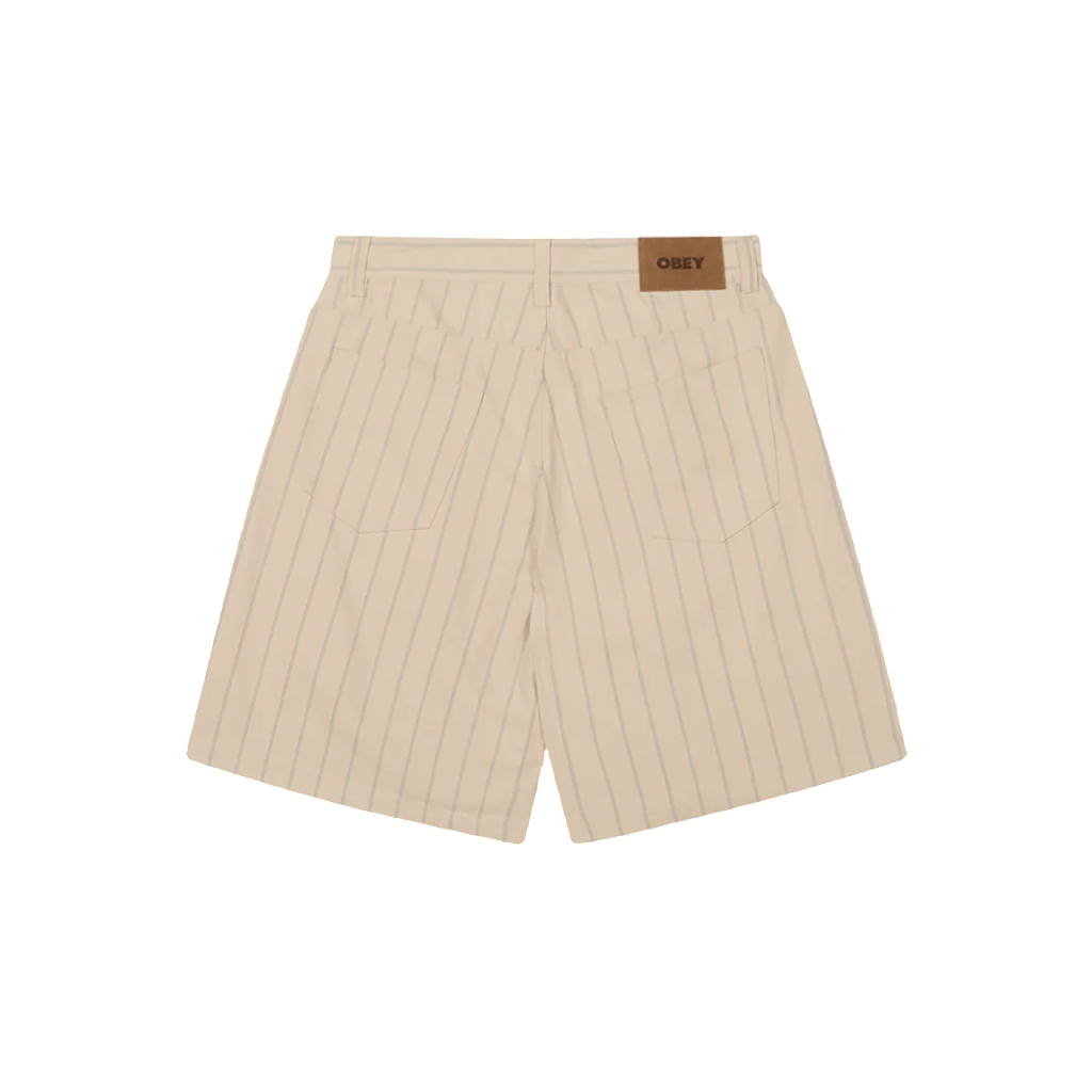 Obey pantaloncino in denim da uomo  largo a righe 172100094 beige