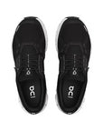 Vista dall'alto scarpa running On Cloud 6 donna nero-bianco design iconico