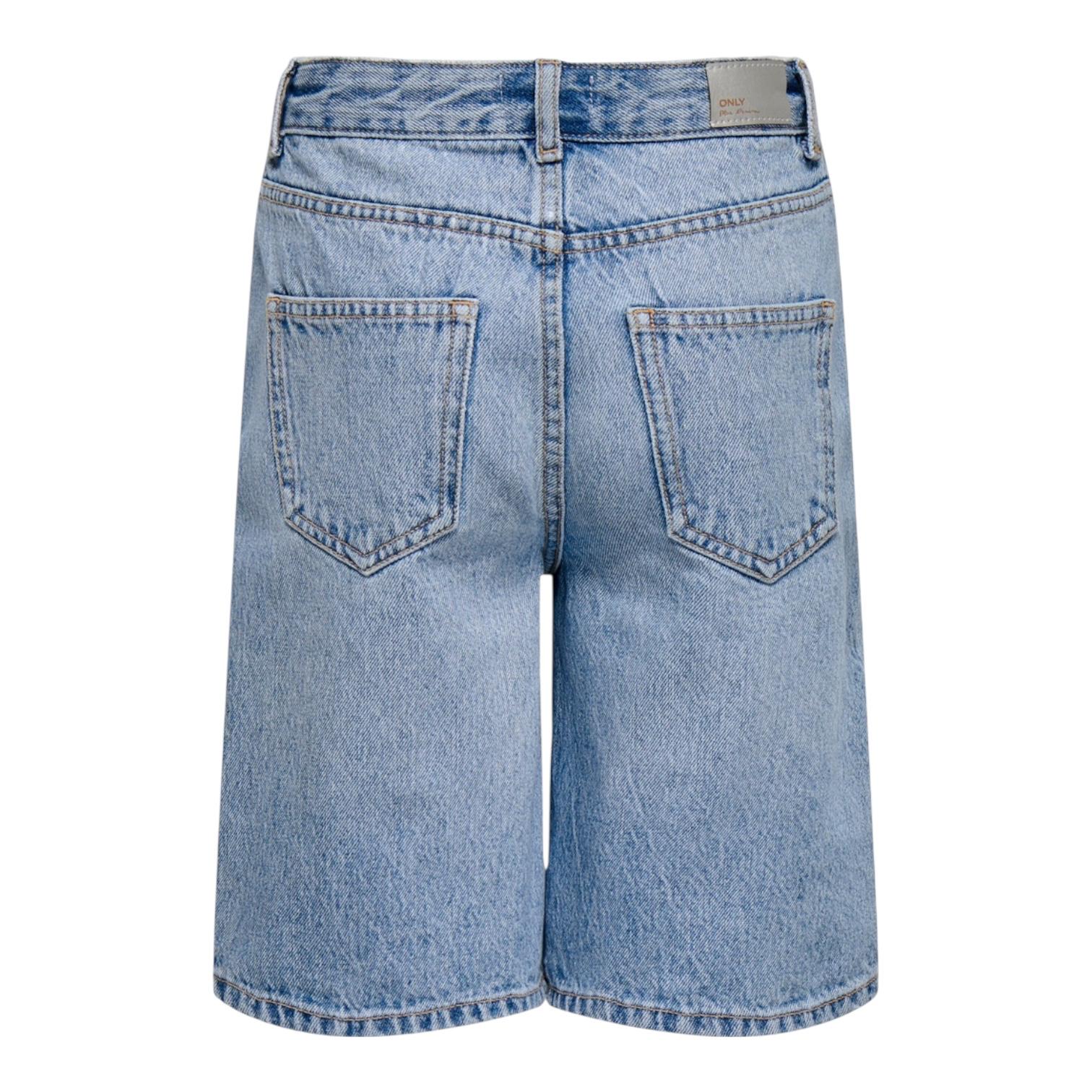 Only Bermuda Jeans Ragazza Vita Alta KOGSONNY 15364157 Blu Chiaro dietro