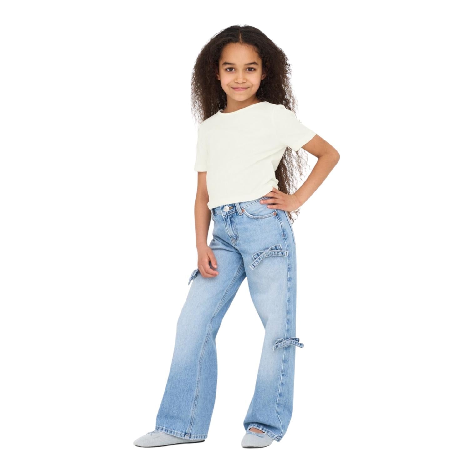 Only Maglietta Bambina Kogrene 15342476 Bianco Cotone avanti