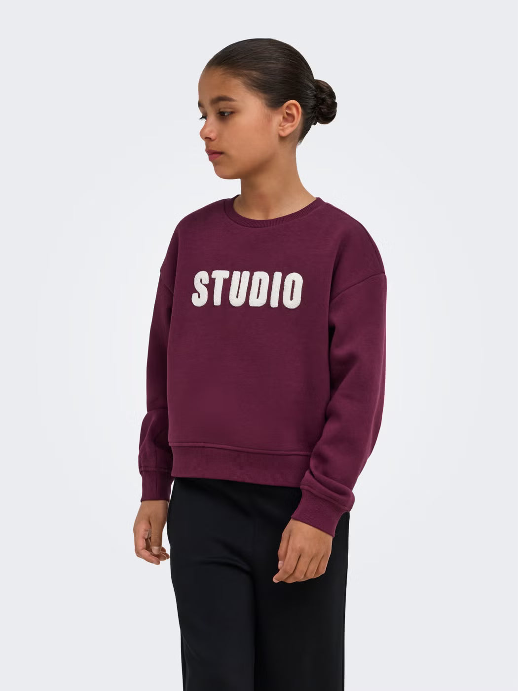 Only felpa girocollo da ragazza KOGSWEAT 15353354  rosso