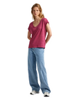 Pepe Jeans maglia manica corta in lino relax Lottie PL505821 363 rosa