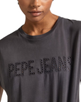 Pepe Jeans maglietta manica corta con logo ricamato Lilith PL505837 985 grigio