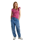 Pepe Jeans maglietta con maniche corte a volant Lindsay PL505849 363 rosa