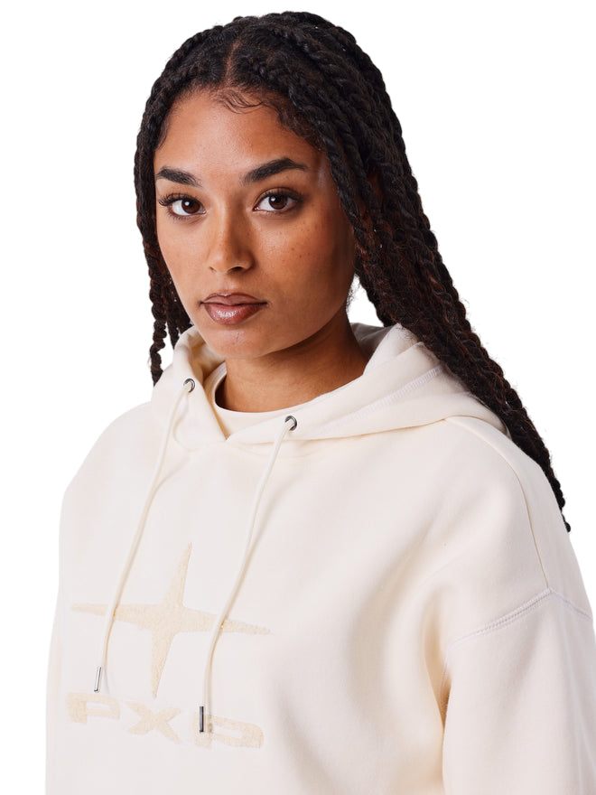 PXP Felpa Sportiva da Donna F252046 Crema - Felpa con Cappuccio con Logo PXP - dettaglio