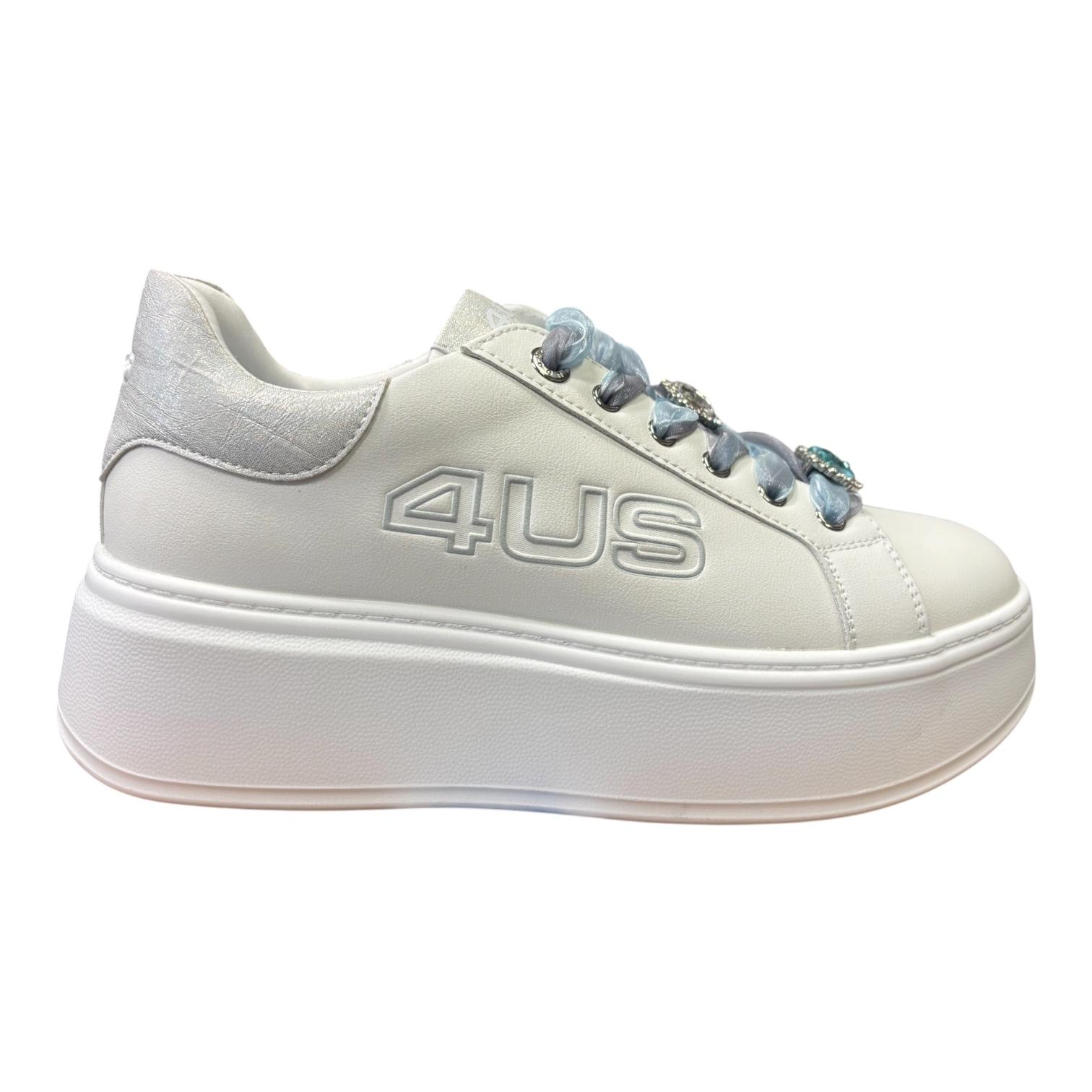 Paciotti 4US Sneakers Donna con Zeppa Bianca - 4BX160