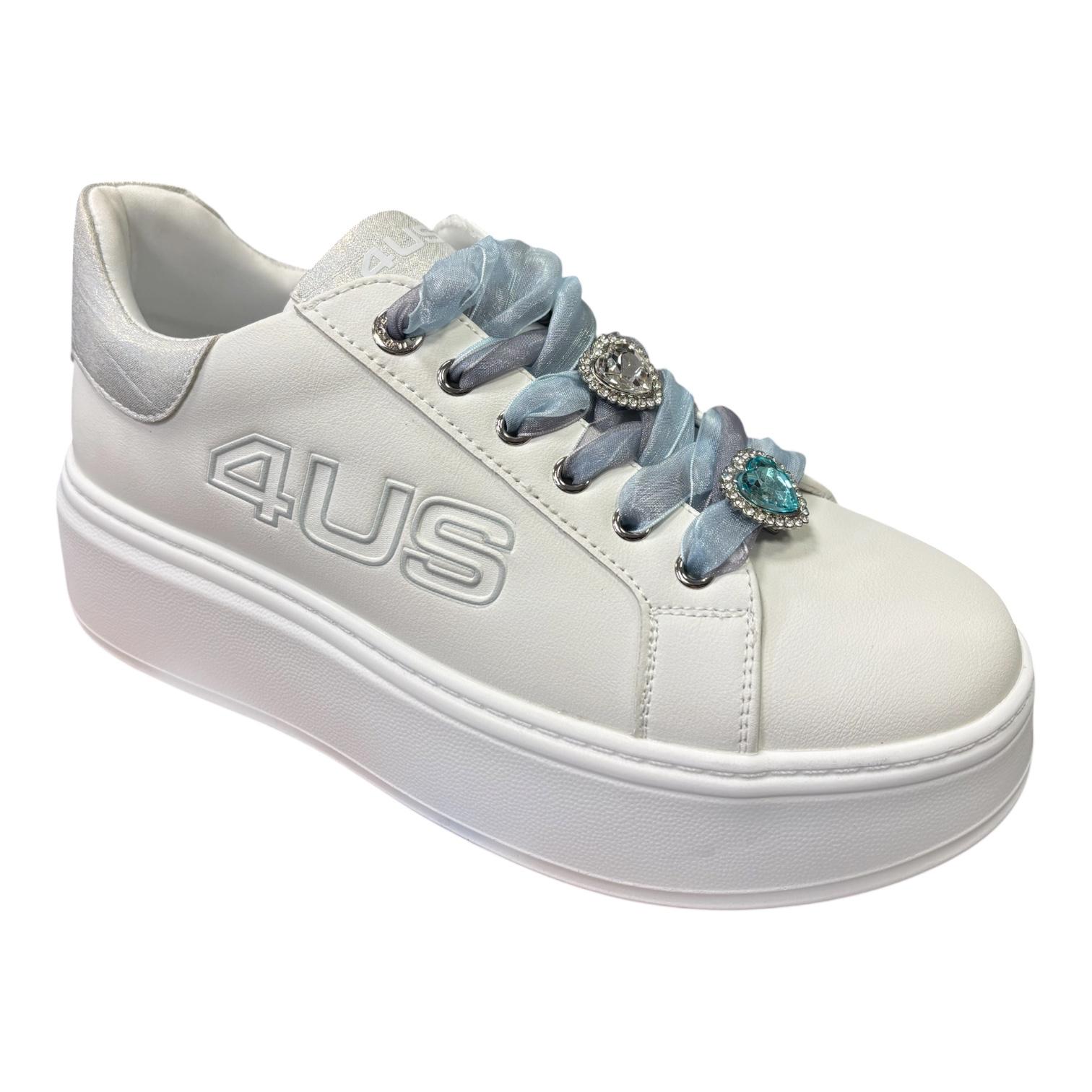 Paciotti 4US Sneakers Donna con Zeppa Bianca - 4BX160