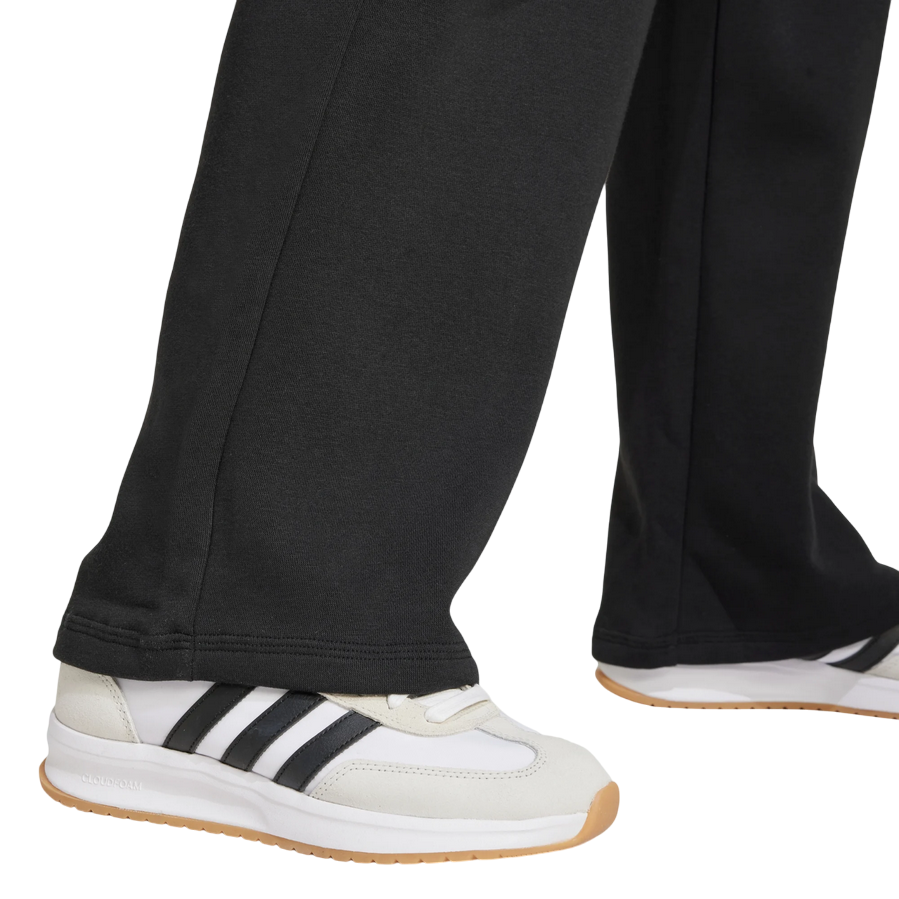 Pantalone donna Adidas Essentials Feel Cozy JC5921 nero con logo ricamato, abbigliamento casual comfort premium, cuciture