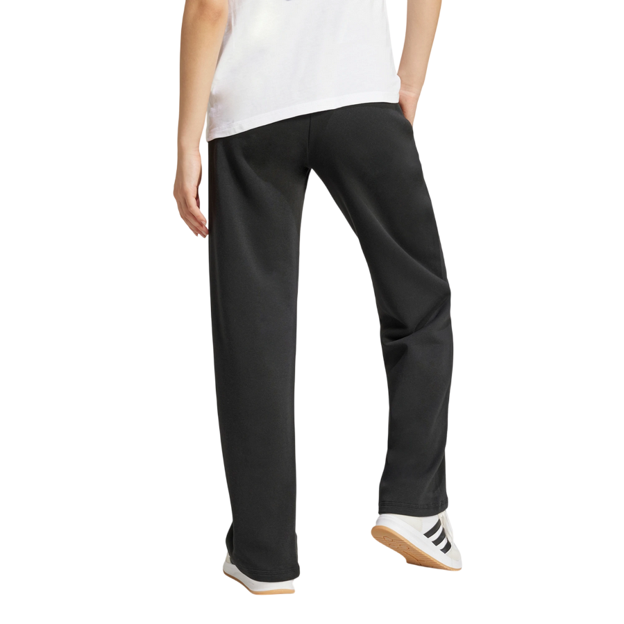 Pantalone donna Adidas Essentials Feel Cozy JC5921 nero con logo ricamato, abbigliamento casual comfort premium, posteriore