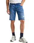 Pepe Jeans Bermuda in Denim da uomo Taper Fit PM801084RH7 blu medio