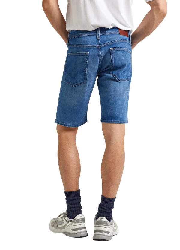 Pepe Jeans Bermuda in Denim da uomo Taper Fit PM801084RH7 blu medio