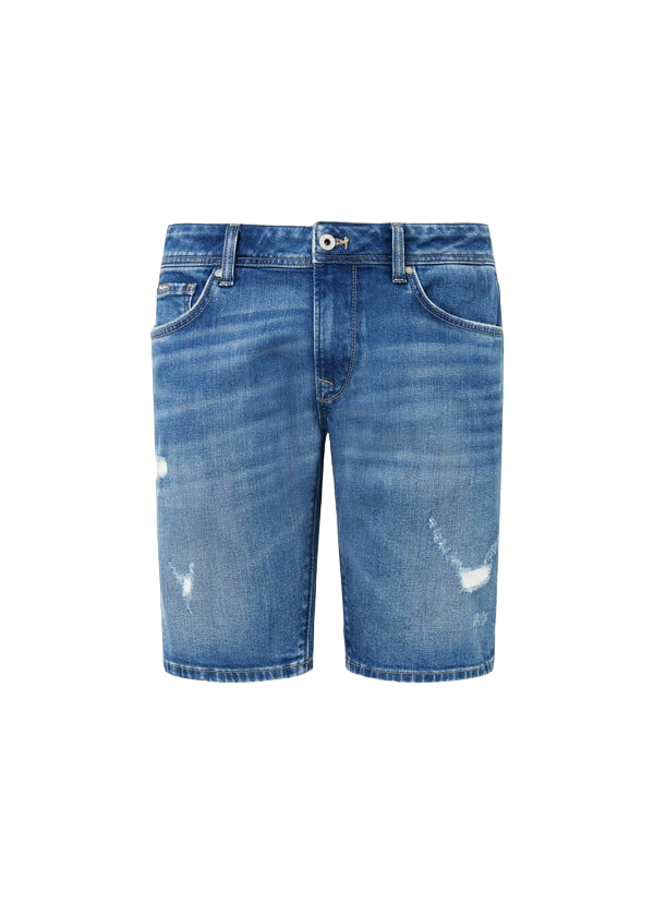 Pepe Jeans Bermuda in Denim da uomo Taper Fit PM801084RH7 blu medio