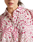 Pepe Jeans camicia manica corta da donna con stampa geometrica Dulce PL304820 808 bianco