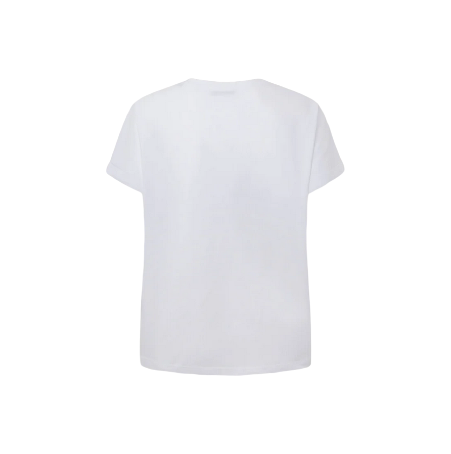 Pepe Jeans maglietta manica corta da donna con logo ricamato Liu PL505832 800 bianco