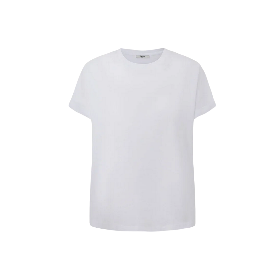Pepe Jeans maglietta manica corta da donna con logo ricamato Liu PL505832 800 bianco