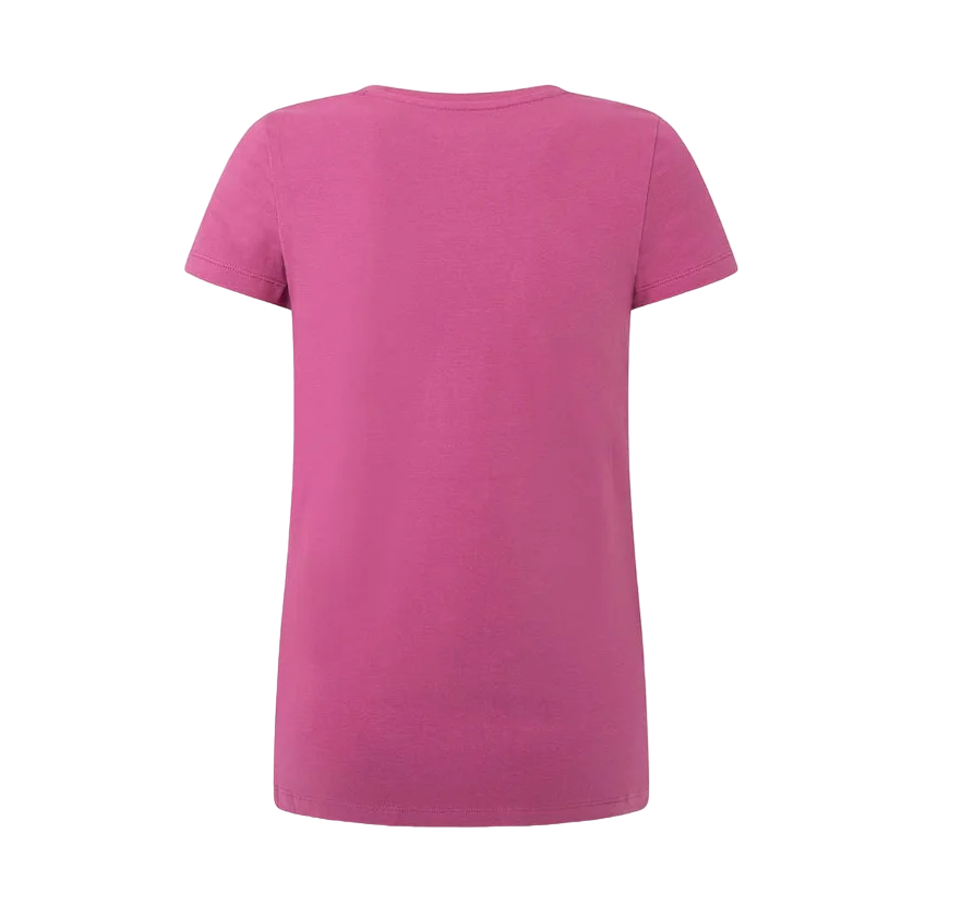 Pepe Jeans maglietta manica corta da donna con logo stampato Korina PL505834 363 rosa