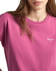 Pepe Jeans maglietta manica corta da donna con logo stampato Lory PL505853 363 rosa