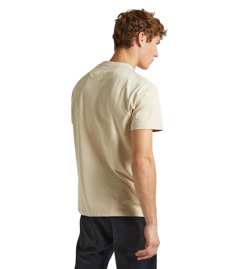 Pepe Jeans maglietta manica corta da uomo con logo ricamato Connor PM509206 821 beige