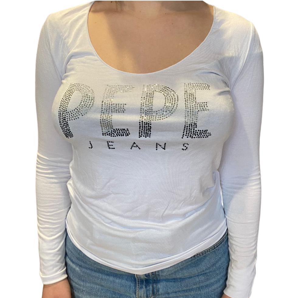 Pepe Jeans maglietta manica lunga da donna Calissa PL504337 802 bianco
