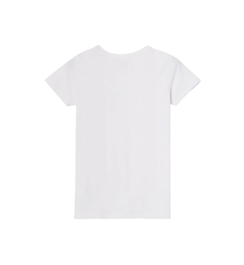 Pepe Jeans maglietta slim manica corta da donna con logo stampato New Virginia PL505202 800 bianco