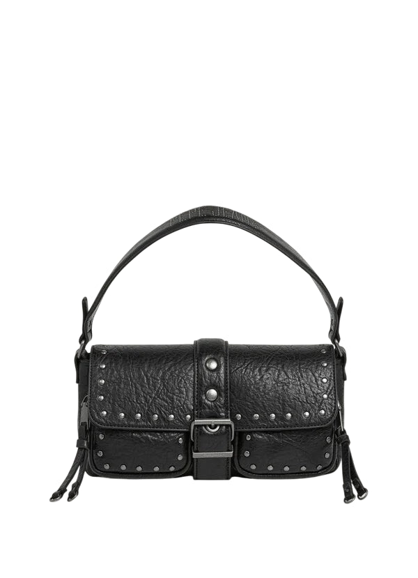 Pepe Jeans Borsa Donna PL0300002 Nero – Tracolla Sally Moon in Similpelle con Borchie e Patta Magnetica