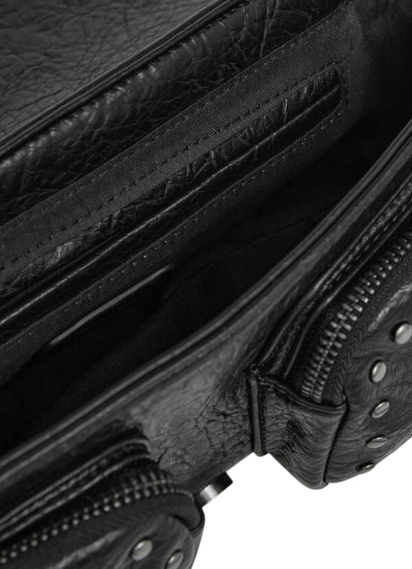 Pepe Jeans Borsa Donna PL0300002 Nero – Tracolla Sally Moon in Similpelle con Borchie e Patta Magnetica - interno 