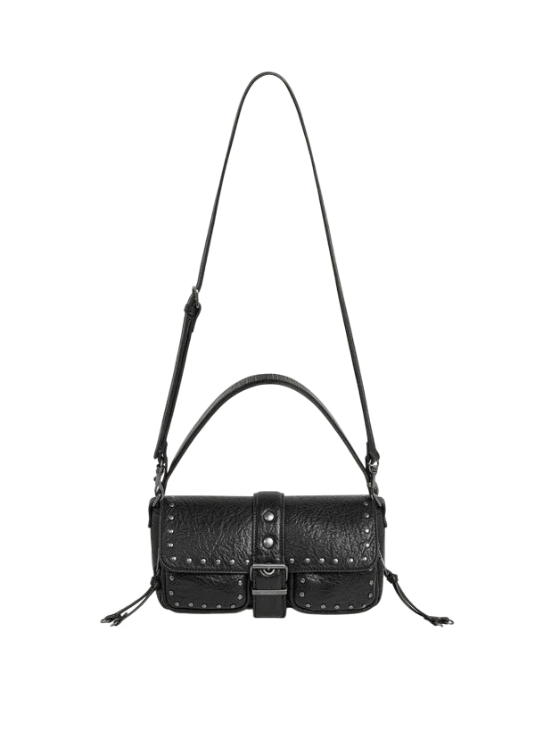 Pepe Jeans Borsa Donna PL0300002 Nero – Tracolla Sally Moon in Similpelle con Borchie e Patta Magnetica - tracolla 