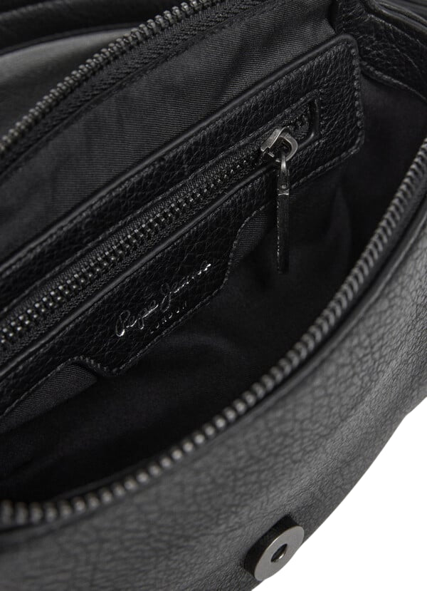Pepe Jeans Borsa Donna PL0300006 999 Nero – Similpelle Premium con Patta e Tracolla Regolabile - dettaglio interno 