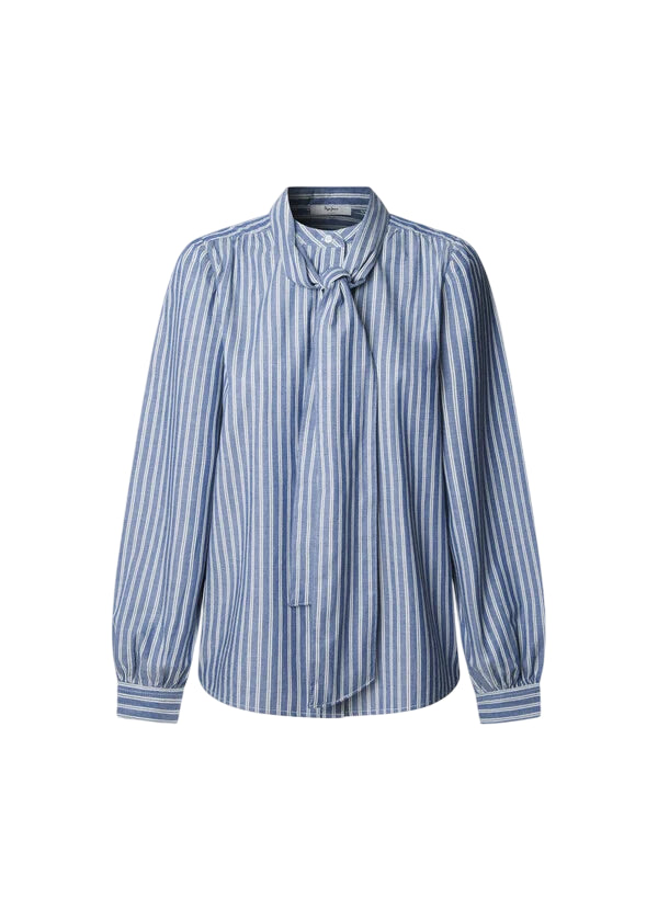 Pepe Jeans Camicia Donna MATY PL3051268 561 Blu - Camicia Casual in Cotone Leggera