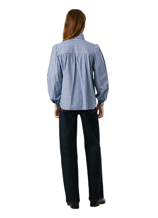 Pepe Jeans Camicia Donna MATY PL3051268 561 Blu - Camicia Casual in Cotone Leggera - retro