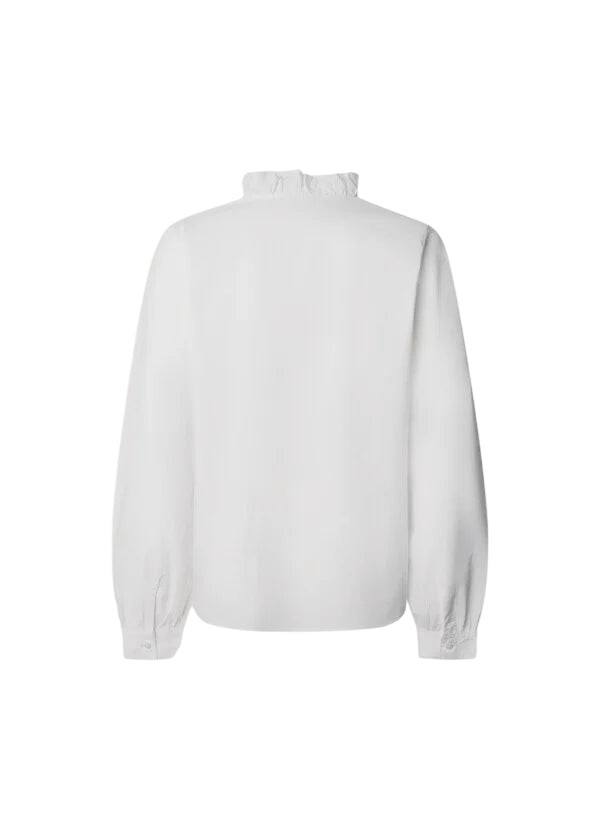 Pepe Jeans Camicia Donna PL3051246 PEARL Bianco 100% Cotone con Rouche – Eleganza, Comfort e Stile Unico - retro 